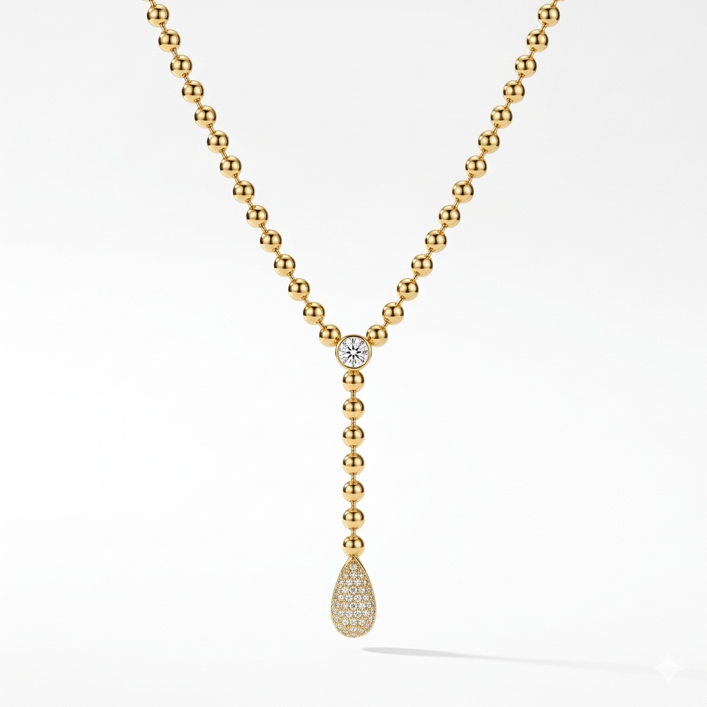 Collier Y Perles Doré