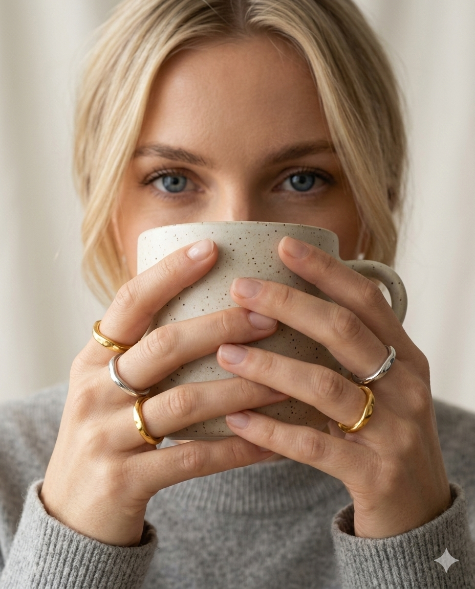 Bague Ripple Dorée — Acier 316L Plaqué Or 18K
