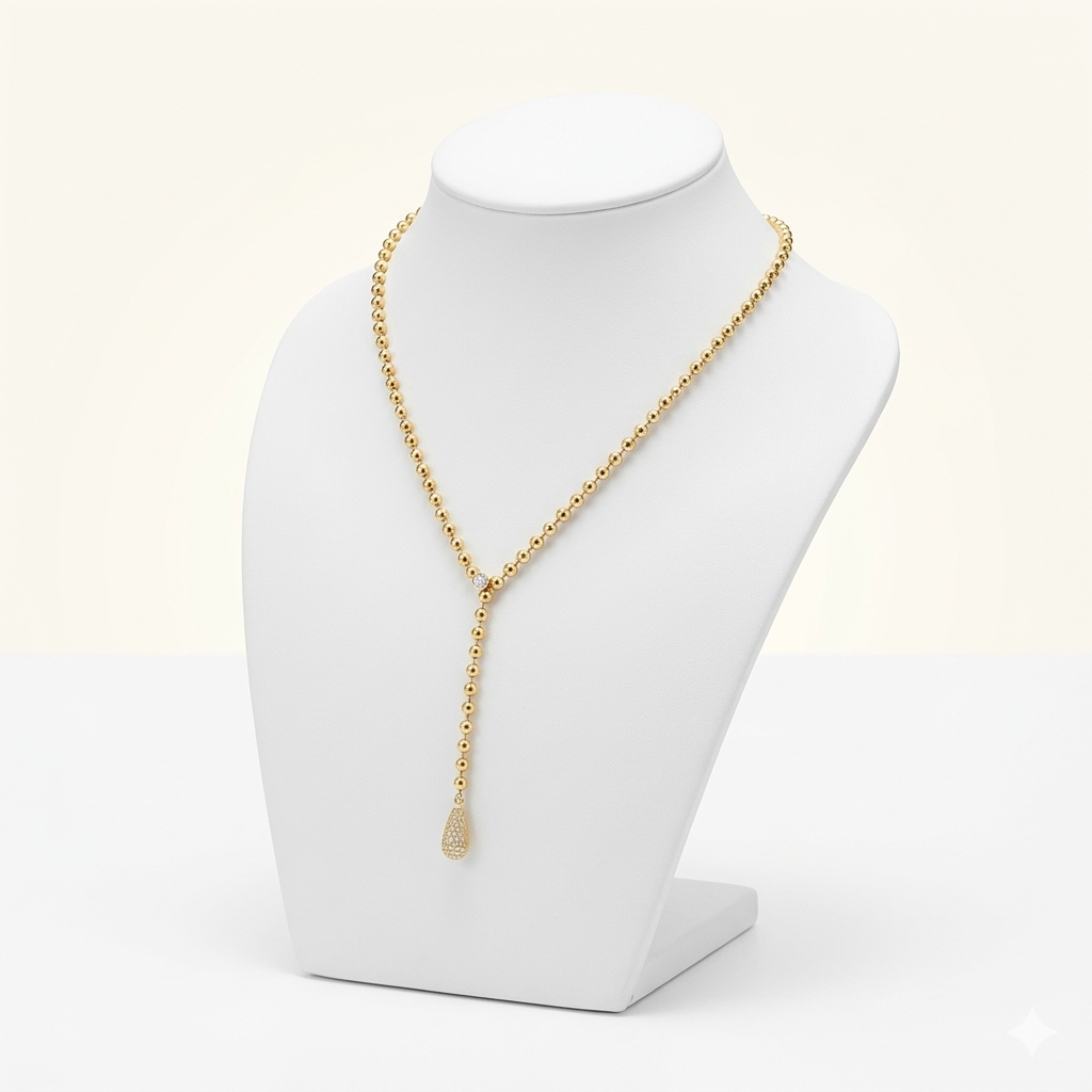 Collier Y Perles Doré