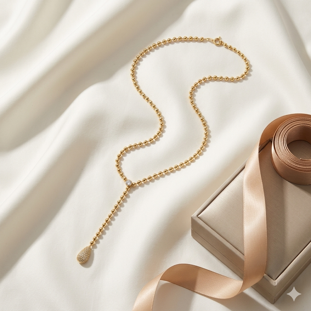 Collier Y Perles Doré