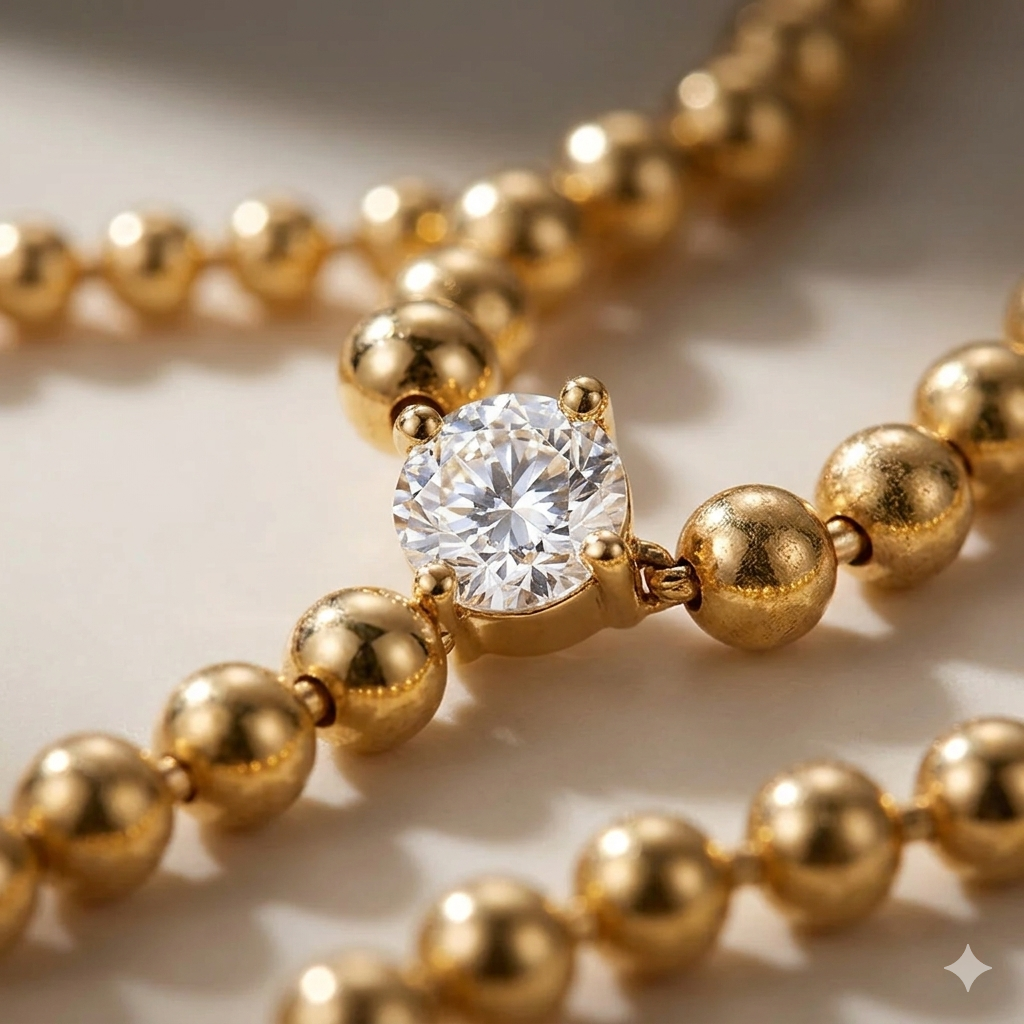 Collier Y Perles Doré
