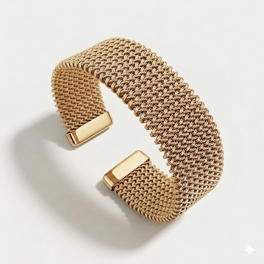 Bracelet Manchette Maille Tissée — Acier 316L
