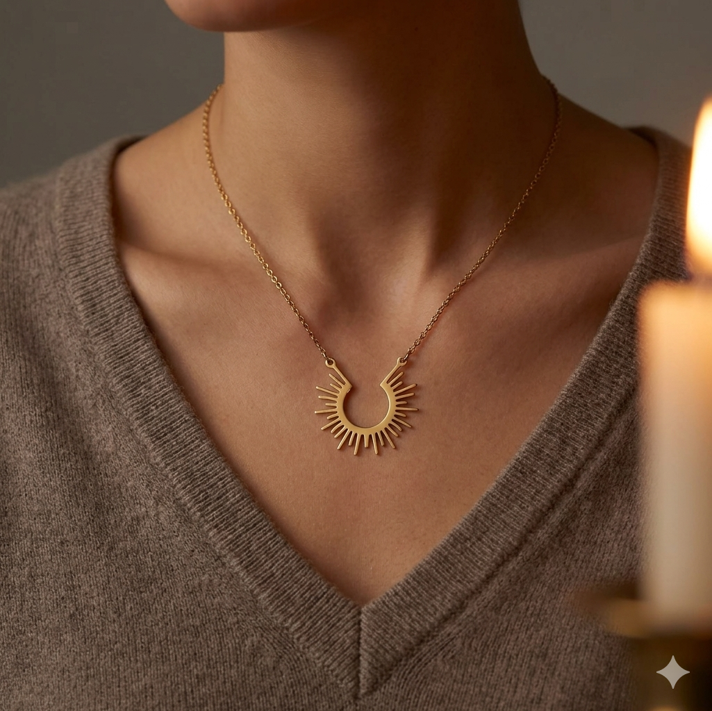 Collier Pendentif Géométrique Doré