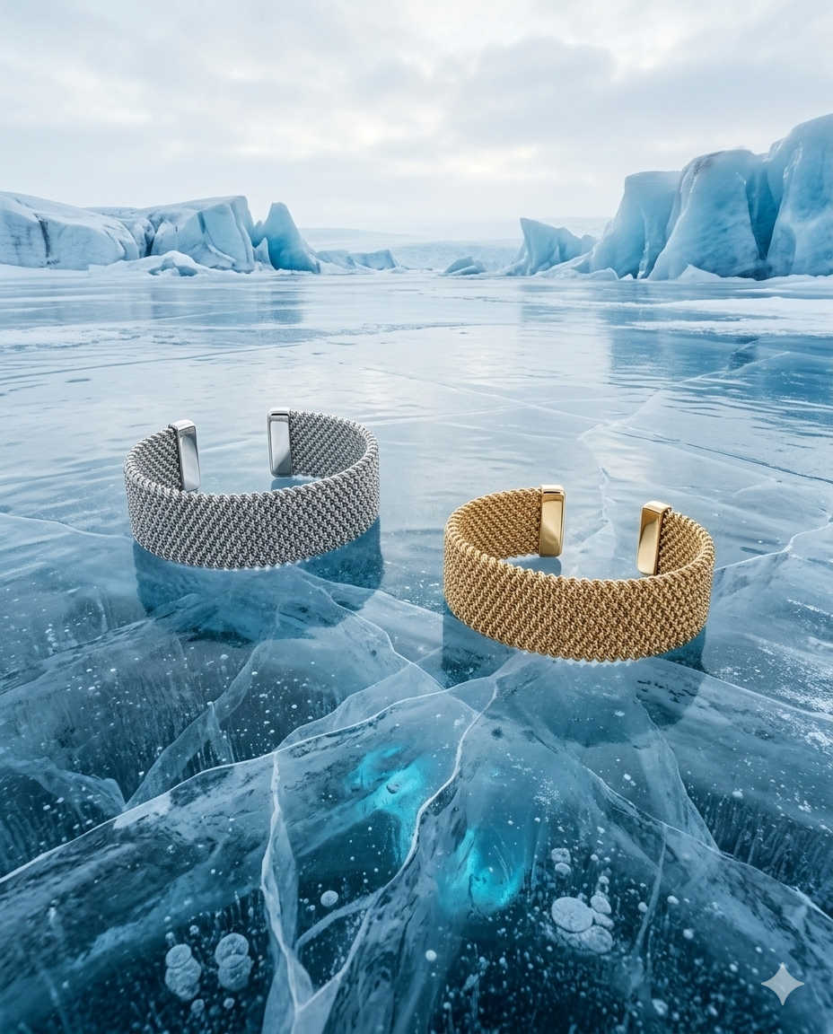 Bracelet Manchette Maille Tissée — Acier 316L