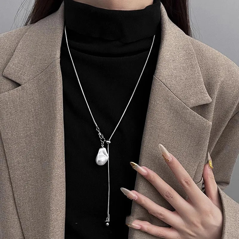 Collier Long Perles Baroques