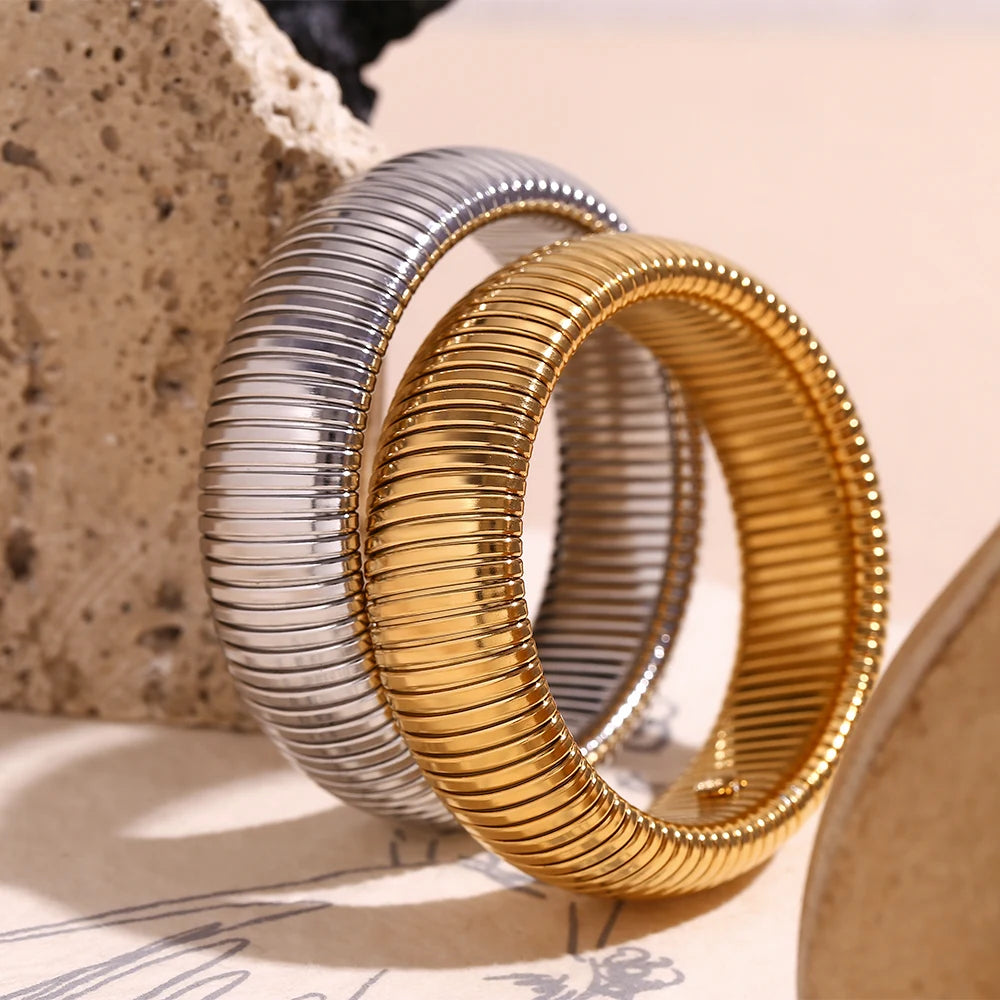 Bracelet Large Plaqué Or 18K — Acier Inoxydable 20mm