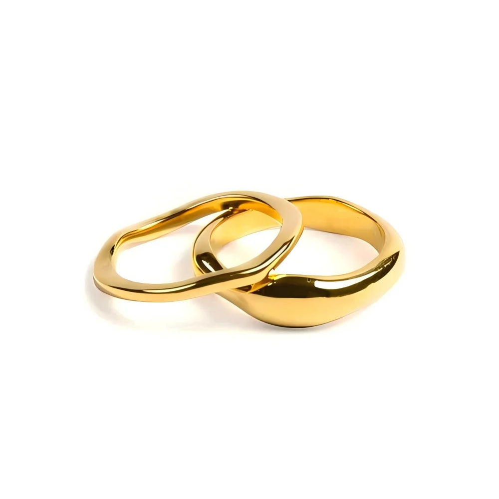Bague Ripple Dorée — Acier 316L Plaqué Or 18K